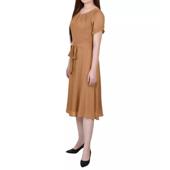 Ny Collection Women’s Belted Swiss Dot Dress Meerkat Rectangle Size PL NWT - Picture 3 of 5